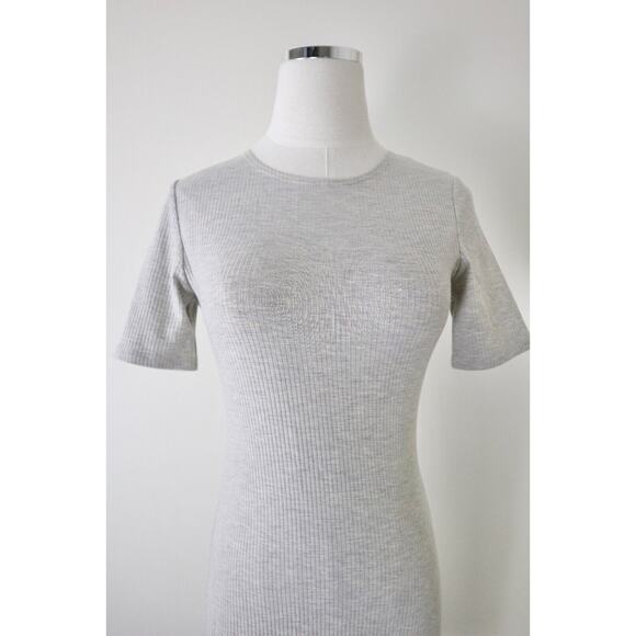 Reformation Size S Kendy Ribbed Short Sleeve Mini Dress Marble Gray Beige Heathe - Picture 3 of 13